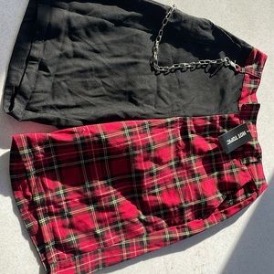 Black and red plaid split leg trousers small